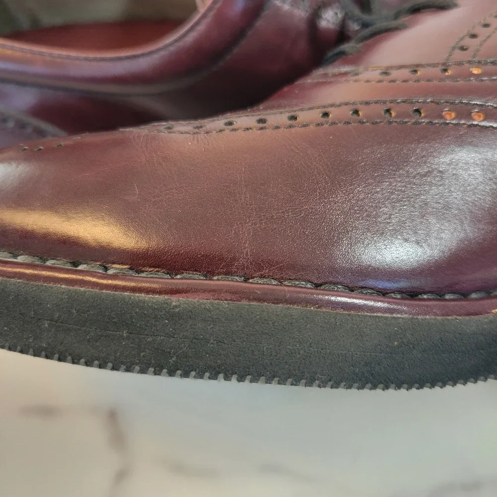 Rockport DresSports Mens 11 W Burgundy Leather Wingtip Oxford Vibram Shoe